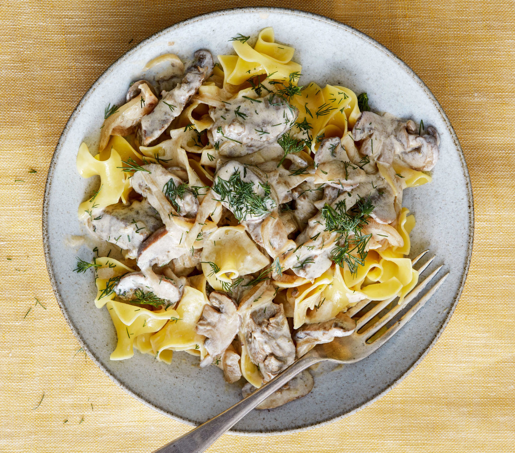 Beef Stroganoff with mushrooms. (Aya Brackett)