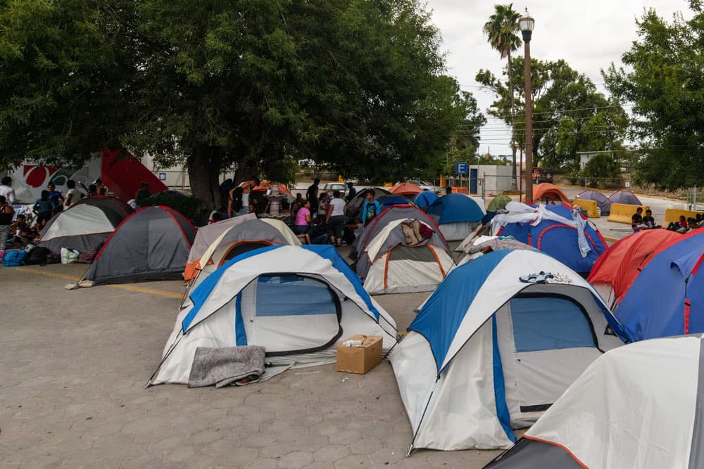 Tents at the makeshift camp in Matamoros, Mexico, are paid for by volunteers (Courtesy Paul Goyette)