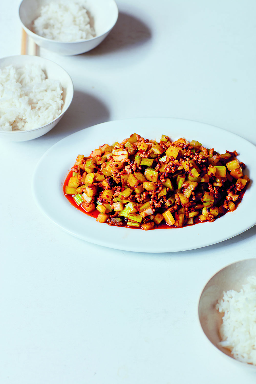 Stir-fried Celery with Ground Pork. (Yuki Sugiura, 2019)