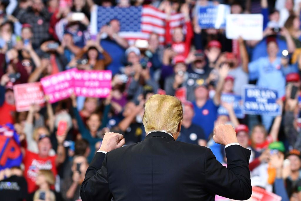 Trump speaks during a rally at the Mid-America Center in Council Bluffs, Iowa. (Mandel Ngan/AFP/Getty Images)