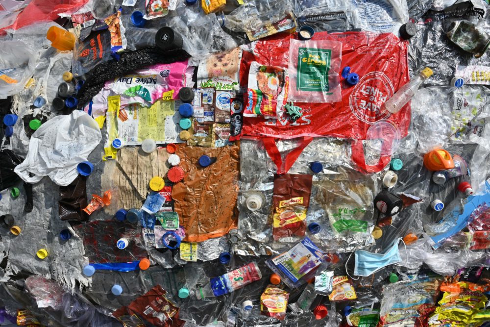 This picture shows rubbish from single-use plastics during a protest in Indonesia on July 21, 2019. (Adek Berrt/AFP/Getty Images)