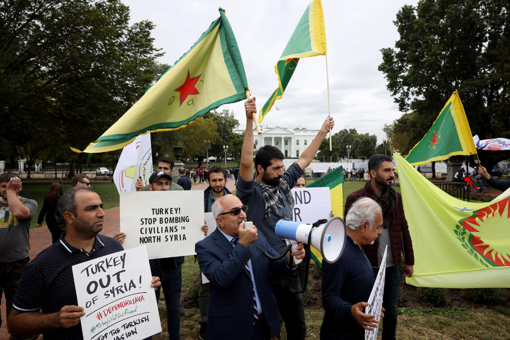 Activists gather in front of the White House to protest U.S. President Donald Trump’s decision to withdraw U.S. forces from northeast Syria, Oct. 8, 2019 in Washington, D.C. (Win McNamee/Getty Images)