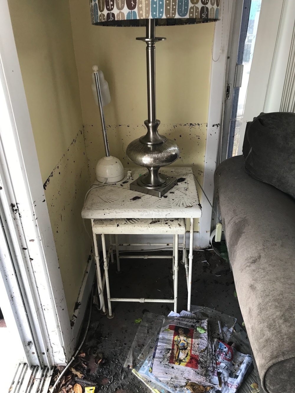 Marks on the wall show the water level in the house from Hurricane Irma. She says her couch was almost completely submerged in water. (Courtesy of Rittel)