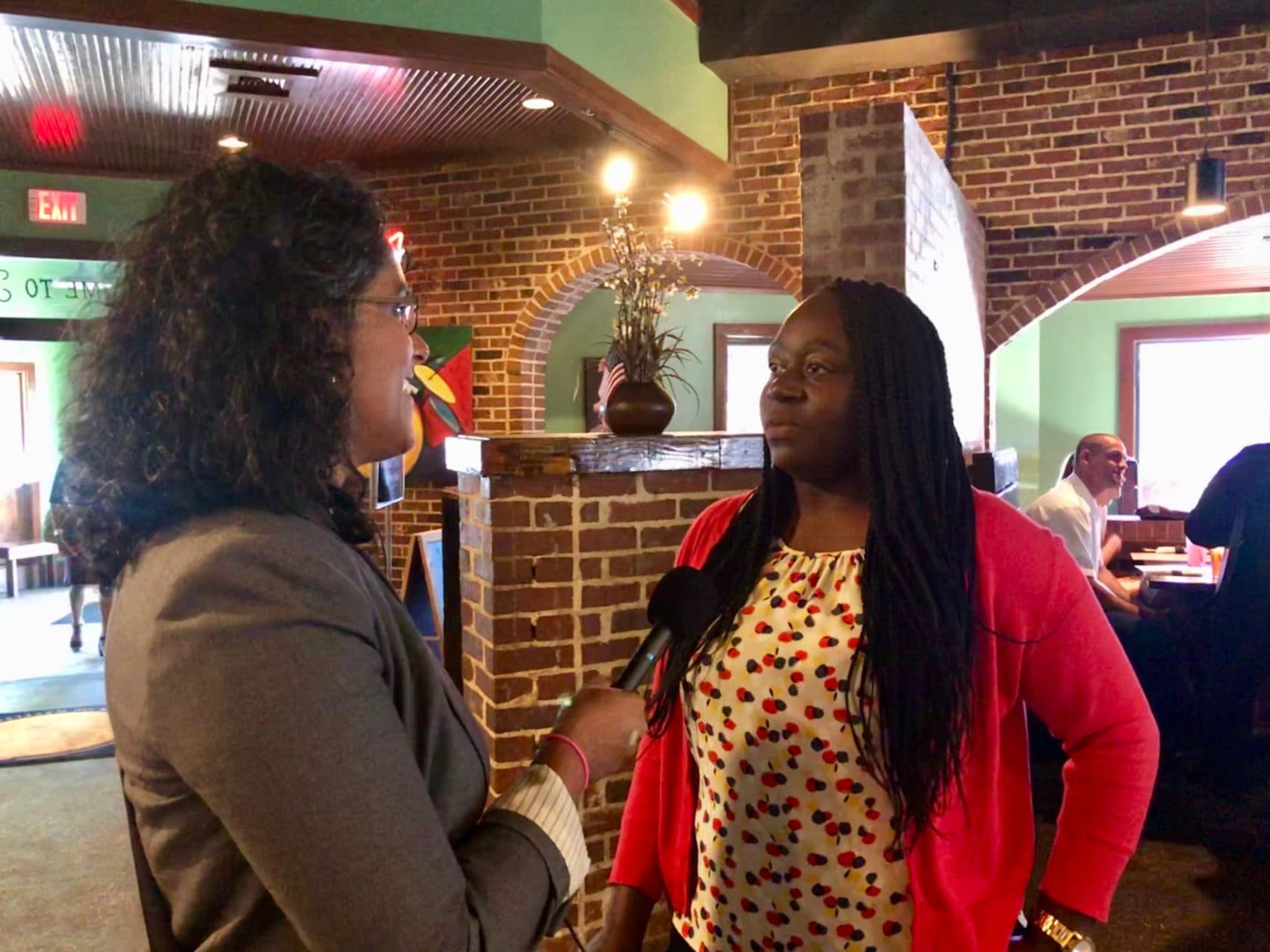 We also stopped at Kiki's Chicken and Waffles to speak with Kitwanda Cyrus herself. Her restaurant has become an unofficial stop for presidential hopefuls coming through Columbia. (Anna Bauman/On Point)