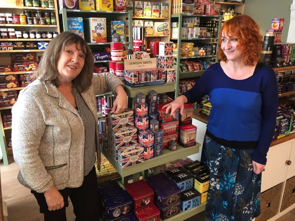 Dale Carr, left, handed over the keys to her English grocery store in Berlin when the uncertainty over Brexit became too much. When Carr retired, Antje Blank, right, took over. Brexit is a daily worry, she says. (Peter O'Dowd/Here &amp;amp; Now)
