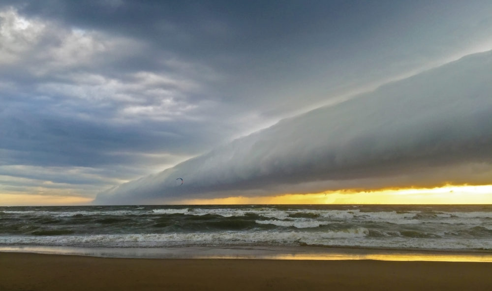Volutus, or roll cloud, ahead of a developing Cumulonimbus, spotted over Zandvoort, The Netherlands, by Ko van Hespen and published in A Cloud A Day from the Cloud Appreciation Society. (Ko van Hespen)