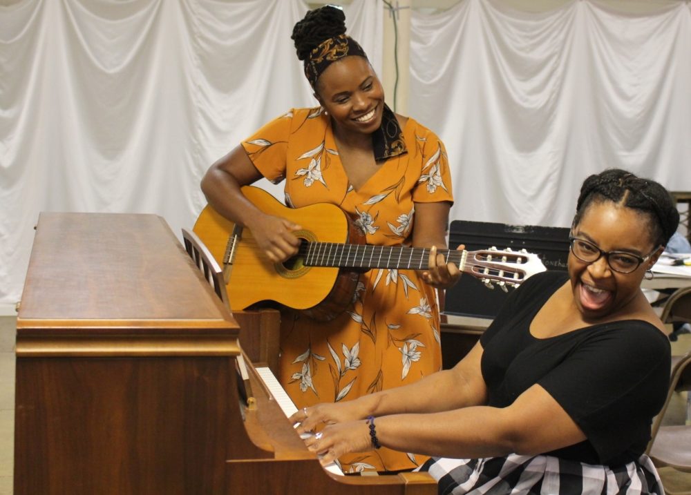 Lovely Hoffman as Sister Rosetta Tharpe and Pier Lamia Porter as Marie Knight in rehearsal for &quot;Marie and Rosetta.&quot; (Courtesy Kelly Gaudet)