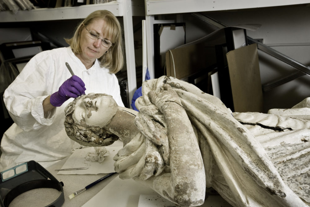 Conservator of Objects Mimi Leveque in her studio. (Courtesy Peabody Essex Museum)