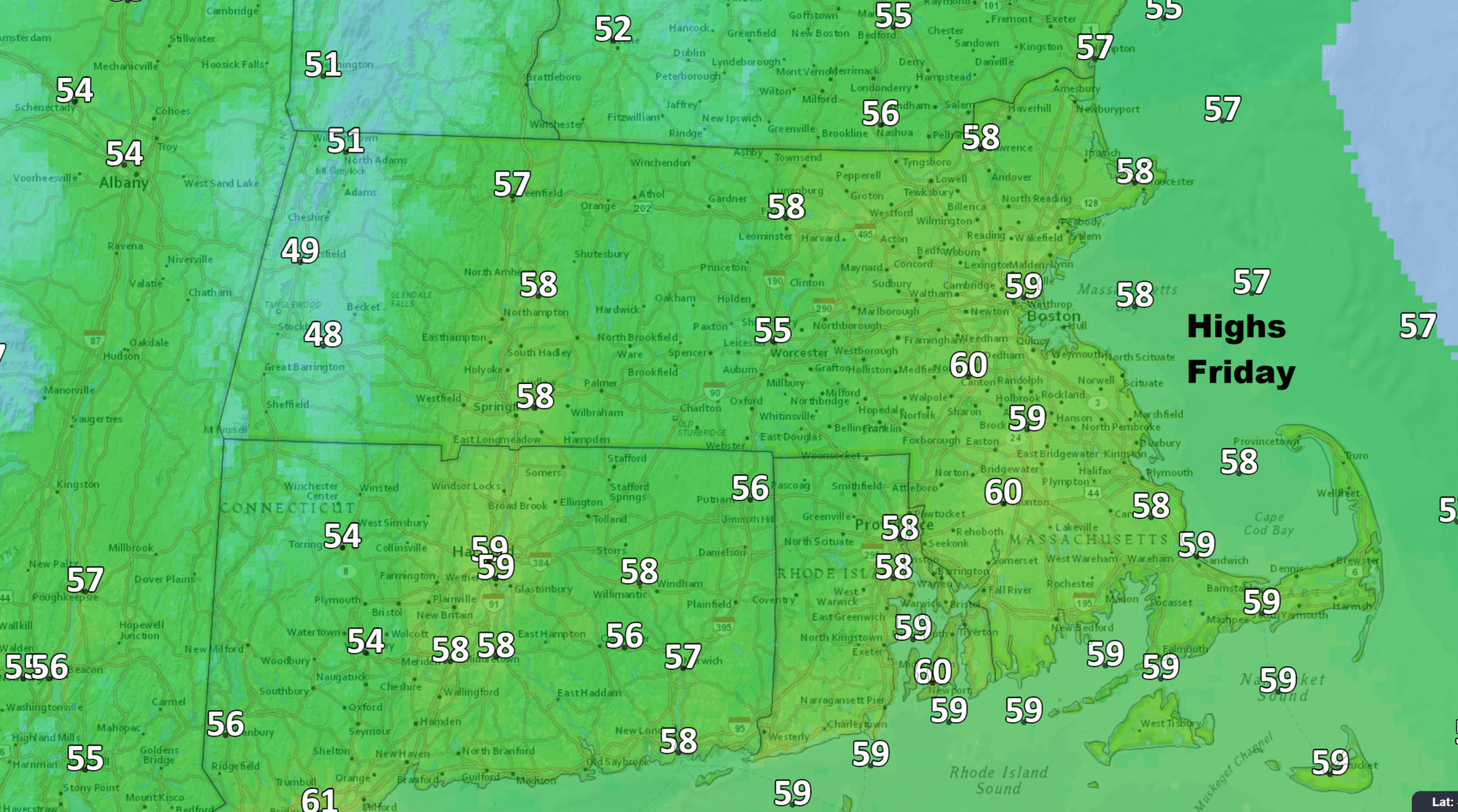 Highs Friday reach the 50s to near 60. (Dave Epstein/WBUR)