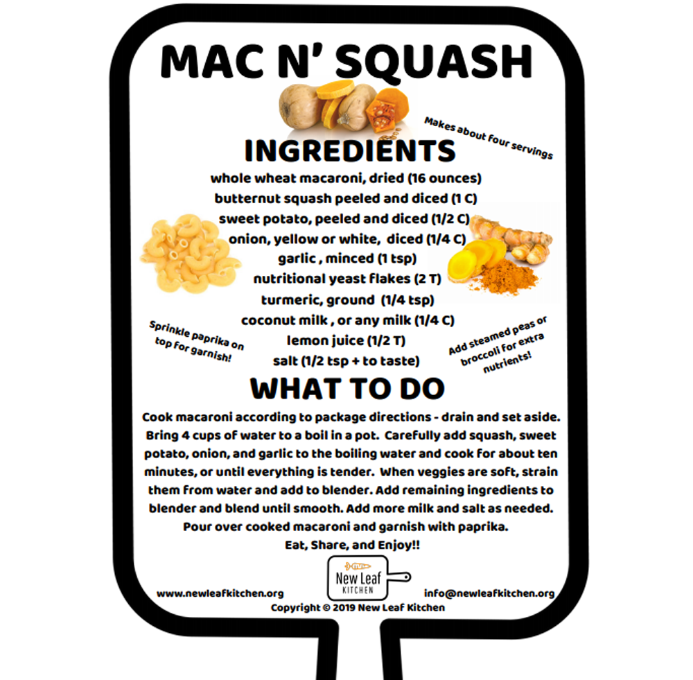 Mac n' squash recipe from New Leaf Kitchen. (Courtesy of Annie Streitmarter)