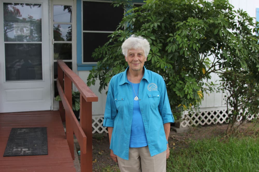 Sister Zita Telkamp, 85, has been working at the La Posada Providencia respite center for 30 years. (Yasmin Amer/WBUR)