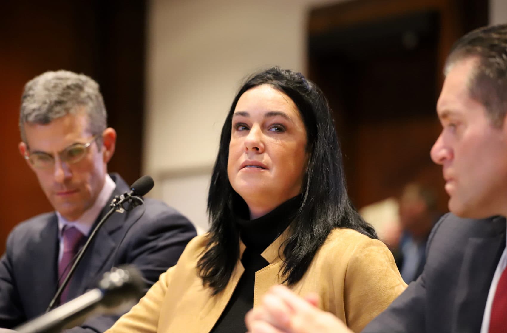 "This is the only way I can honor him," said Lynn Roy, advocating Tuesday for passage of a bill -- named after her late son, Conrad -- that would criminalize encouraging or enabling suicide. (Sam Doran/SHNS)