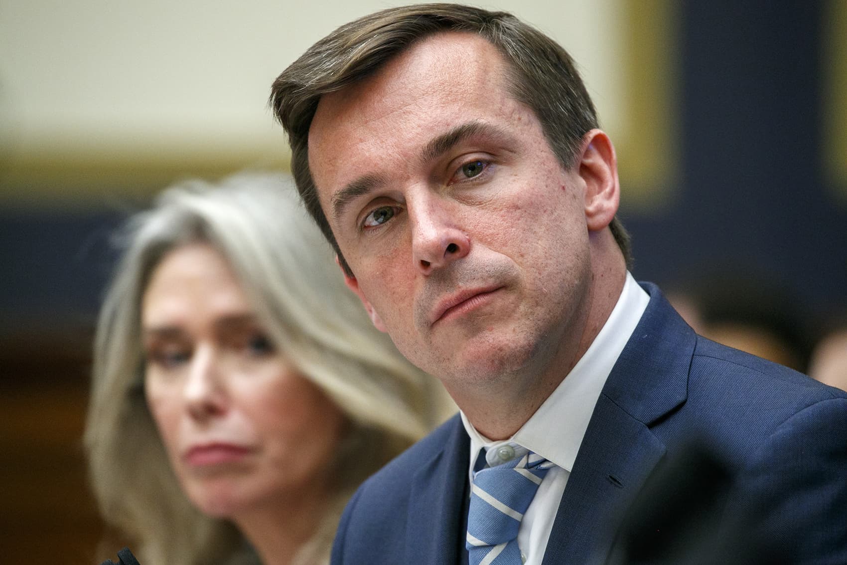 Securities and Exchange Commission (SEC) Commissioner Robert Jackson Jr., right, during a House Financial Services Committee hearing, Tuesday Sept. 24, 2019, on Capitol Hill in Washington. (Jacquelyn Martin/AP)
