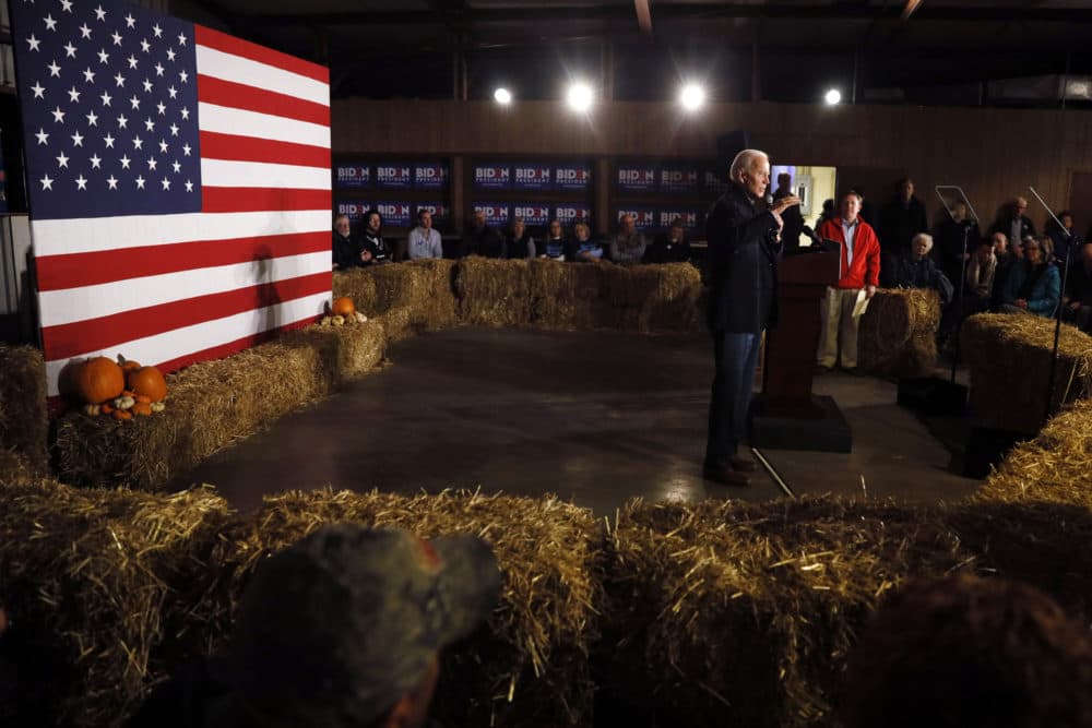 Democratic presidential candidate former Vice President Joe Biden speaks during a town hall meeting at the Jackson County Fairgrounds, Wednesday, Oct. 30, 2019, in Maquoketa, Iowa. (Charlie Neibergall/AP)