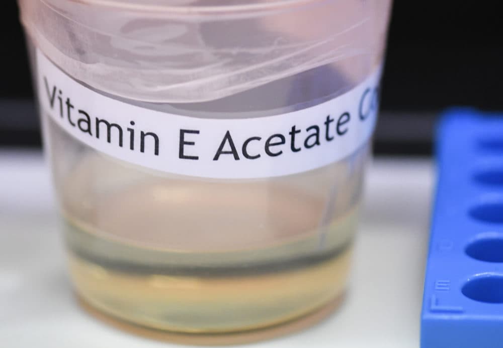 A vitamin E acetate sample. The Centers for Disease Control and Prevention in Atlanta said fluid extracted from 29 lung injury patients who vaped contained the chemical compound. (Hans Pennink/AP)
