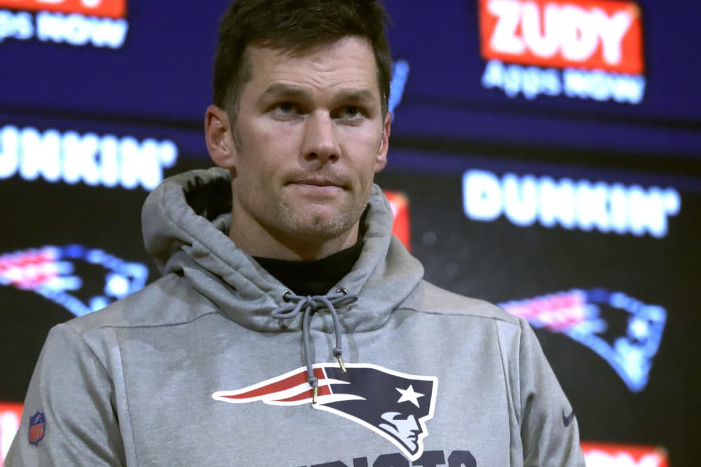 New England Patriots quarterback Tom Brady speaks to the media after the game. (Elise Amendola/AP)