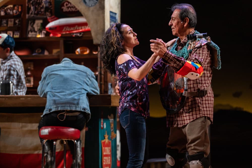 Sarita Ocón, who also plays Jose Quijano's sister, dances with Emilio Delgado as Quijano/Quixote in &quot;Quixote Nuevo.&quot; (Courtesy Nile Hawver)