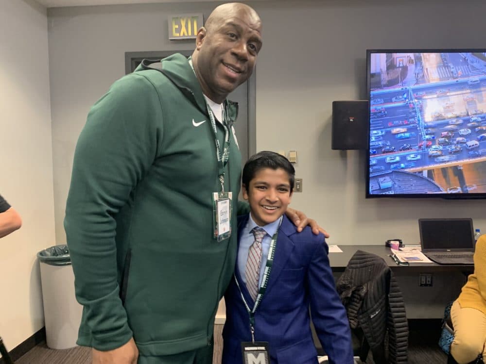 Global Kid Media with NBA Hall Of Famer Magic Johnson. (Courtesy Vipul Gupta)