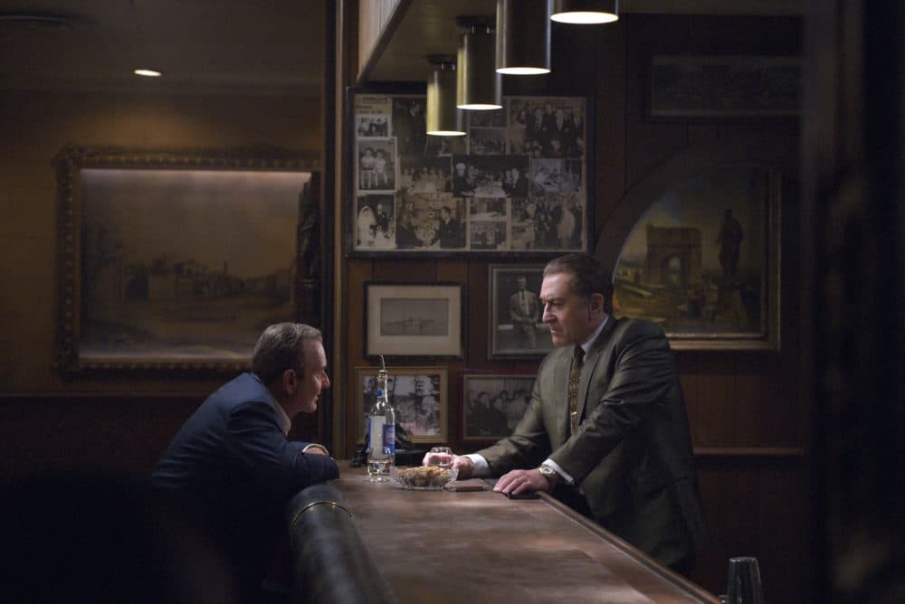 Joe Pesci, left, as Russell Bufalino and Robert De Niro as Frank Sheeran in Martin Scorsese’s “The Irishman.” (Courtesy Netflix)