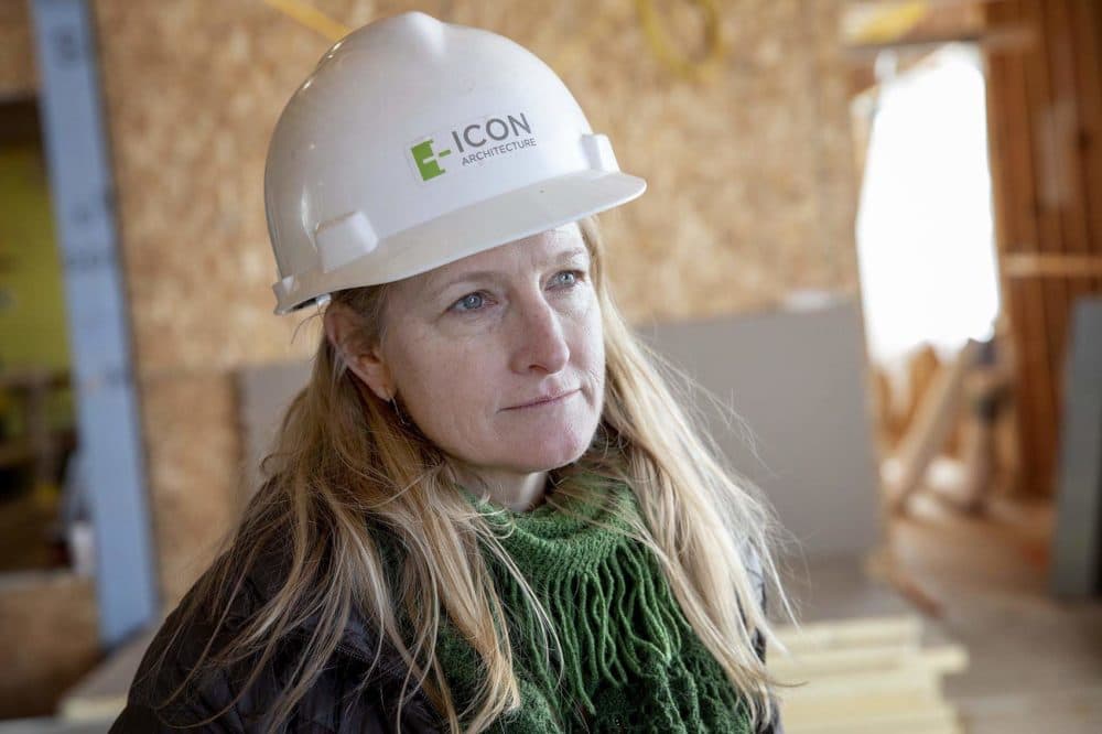 Michelle Apigian is the lead architect on the Finch Cambridge project. (Robin Lubbock/WBUR)