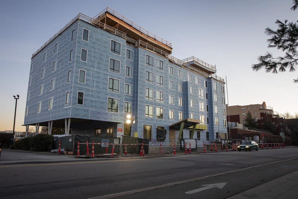 Finch Cambridge is a 98-unit affordable housing development being built to &quot;passive house&quot; standards for energy efficiency. (Robin Lubbock/WBUR)