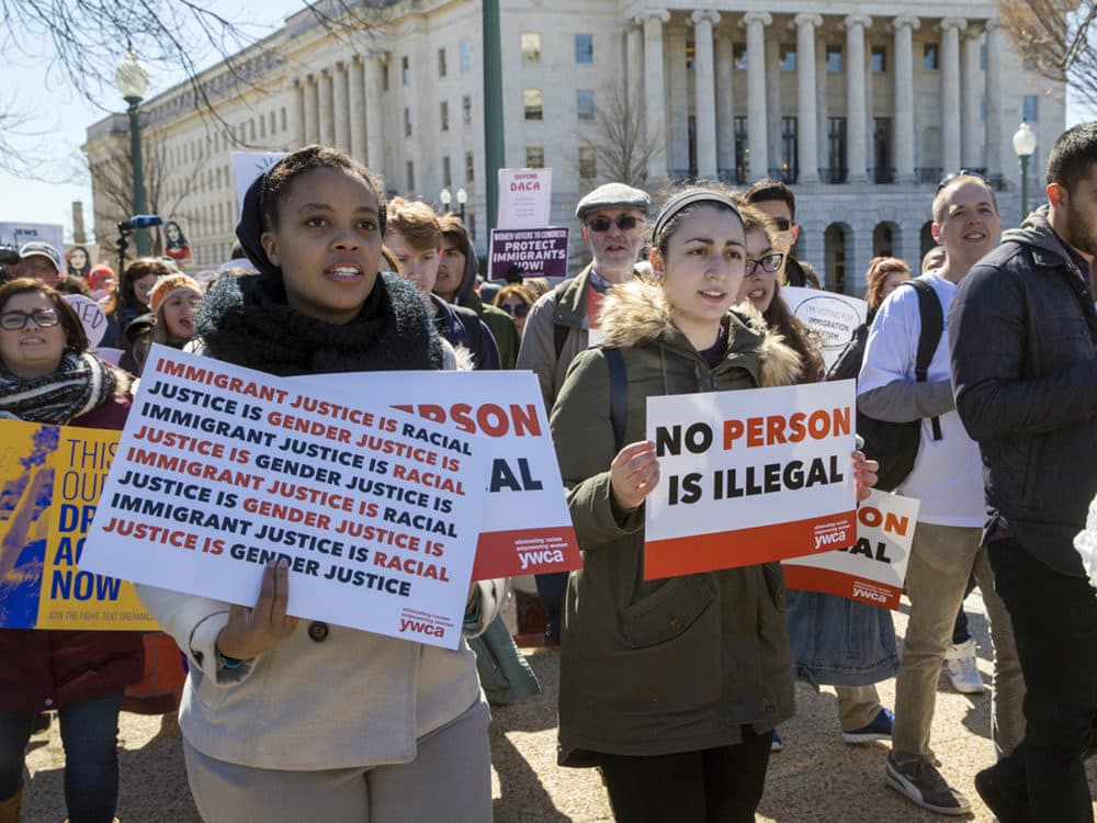 Deferred Action for Childhood Arrival recipients and other young immigrants rally at the U.S. Capitol in Washington in March. (J. Scott Applewhite/AP)