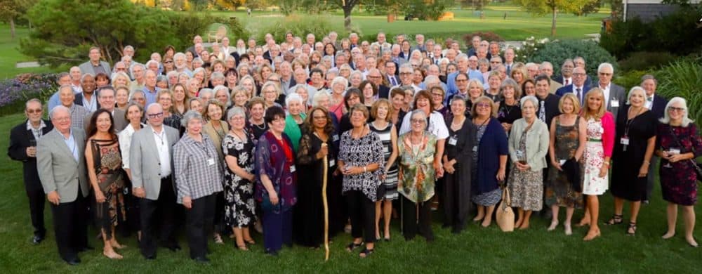 The 1969 class of George Washington High School numbered 906 graduates. Approximately 275 of them attended events for the 50th reunion. The author is in the second row, fifth from the left. (Courtesy)