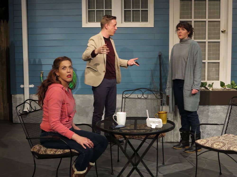Left to right: Lily Kaufman as Lina, Cameron Gosselin as Mitchell and Becca A. Lewis as Jessie in the Apollinaire Theatre Company's production of &quot;Cry It Out.&quot; (Courtesy) 