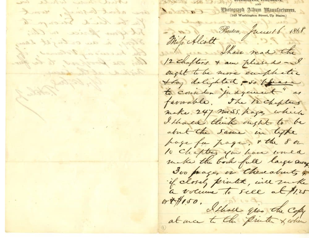 A correspondence written to Louisa May Alcott, stored in the archives at Harvard's Houghton Library. (Courtesy)
