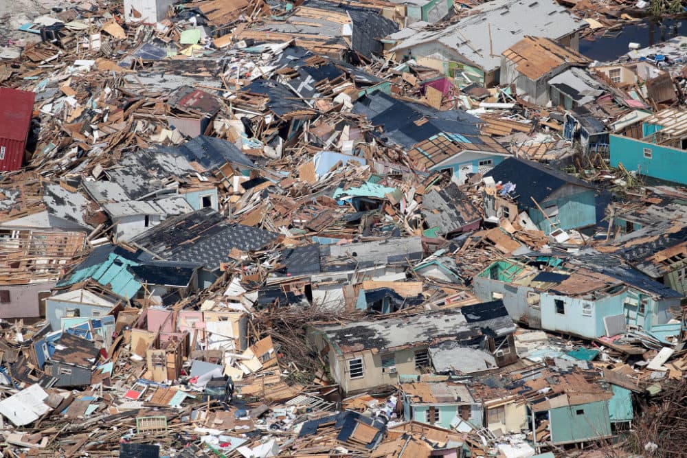 An aerial view of damage caused by Hurricane Dorian is seen in Marsh Harbour on September 4, 2019 in Great Abaco, Bahamas. (Scott Olson/Getty Images)