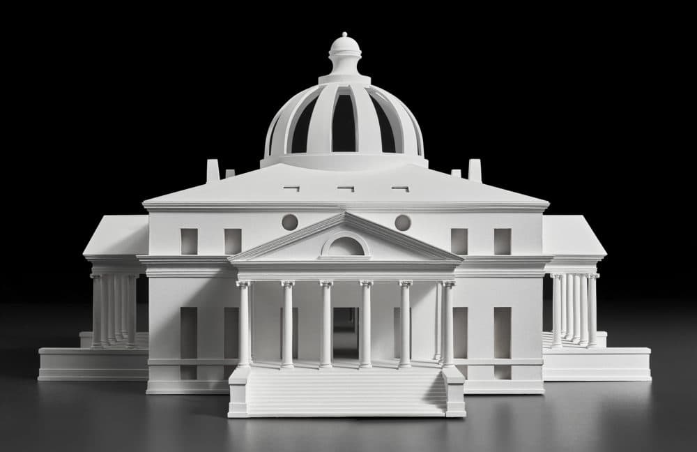 Designed by Simone Baldissini and constructed by Ivan Simonato. Model of Jefferson's design for the president's house competition. (Palladio Museum. Photography by Lorenzo Ceretta.)