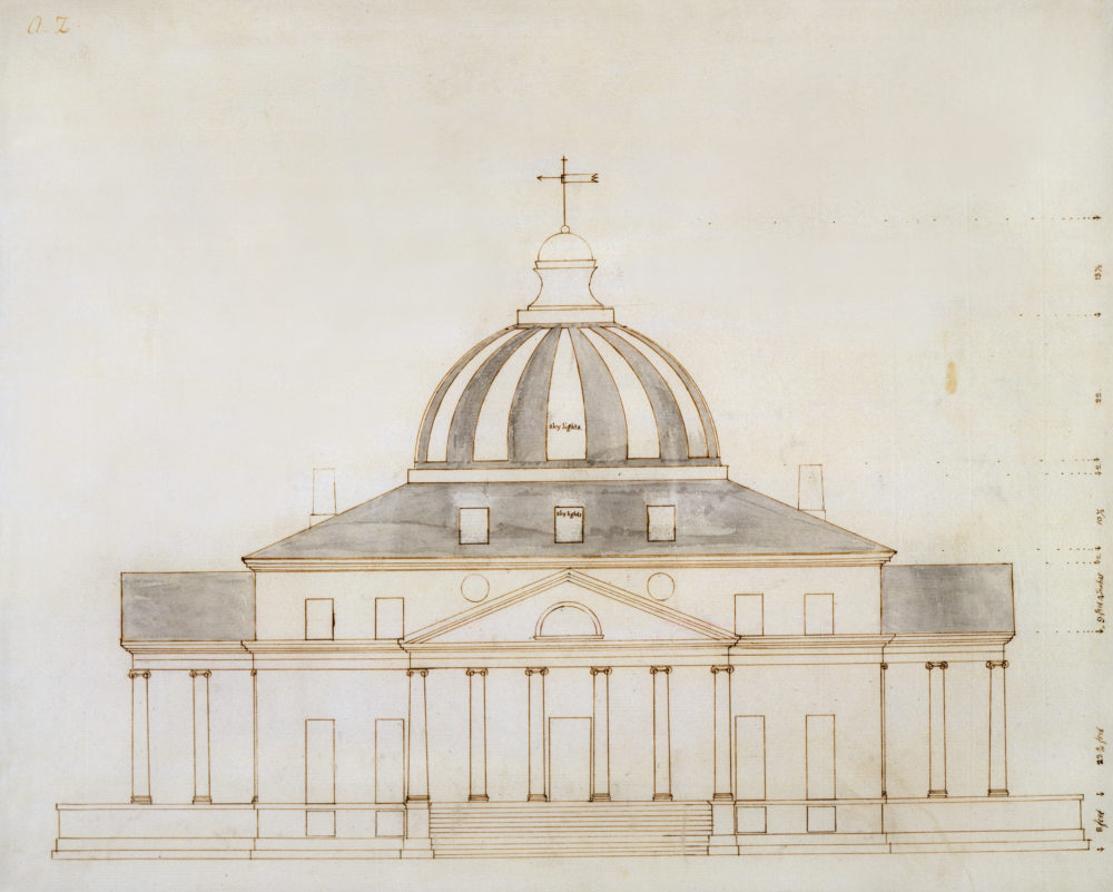 Thomas Jefferson's proposed sketch for the president's house. (Courtesy of the Maryland Historical Society)