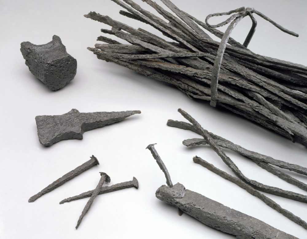 Nail-making materials excavated on Mulberry Row, Monticello, Charlottesville, Virginia.(Courtesy of The Thomas Jefferson Foundation, Monticello)