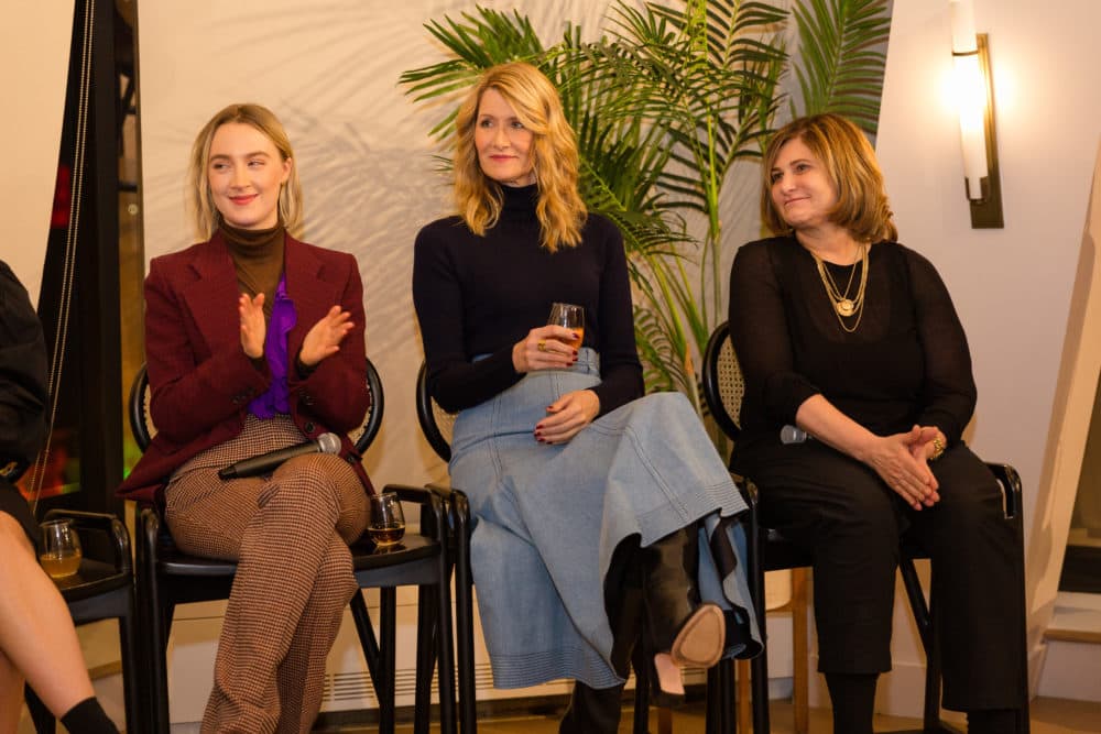 Saoirse Ronan, Laura Dern and Amy Pascal at The Wing in Boston. (Courtesy Kayana Szymczak)