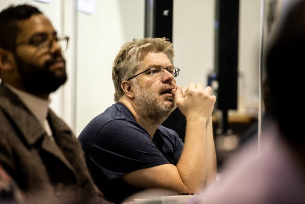 Dave Malloy looks on in rehearsal for &quot;Moby-Dick.&quot; (Courtesy Maria Baranova)
