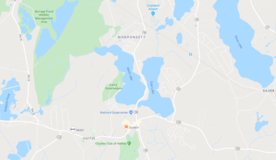 Map of East Lake in Halifax, MA. (Image via Google Maps)