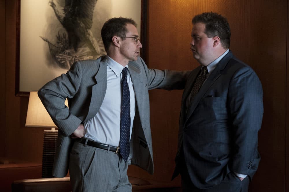 Sam Rockwell as Watson Bryant and Paul Walter Hauser as Richard Jewell in director Clint Eastwood's &quot;Richard Jewell.&quot; (Courtesy Warner Bros. Pictures)
