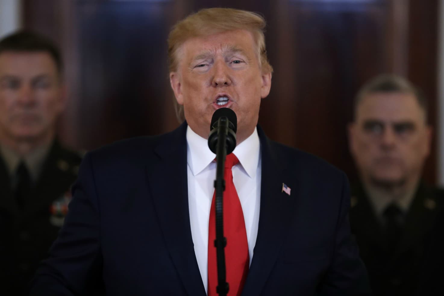 President Trump delivers a statement about the ballistic missile strike that Iran launched against Iraqi air bases housing U.S. troops, at the White House, Wednesday, Jan. 8, 2019. (Evan Vucci/AP)
