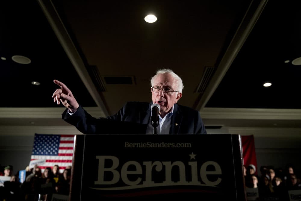 Democratic presidential candidate Sen. Bernie Sanders, I-Vt., speaks at a climate rally with the Sunrise Movement at The Graduate Hotel, Jan. 12, 2020, in Iowa City, Iowa. (Andrew Harnik/AP)