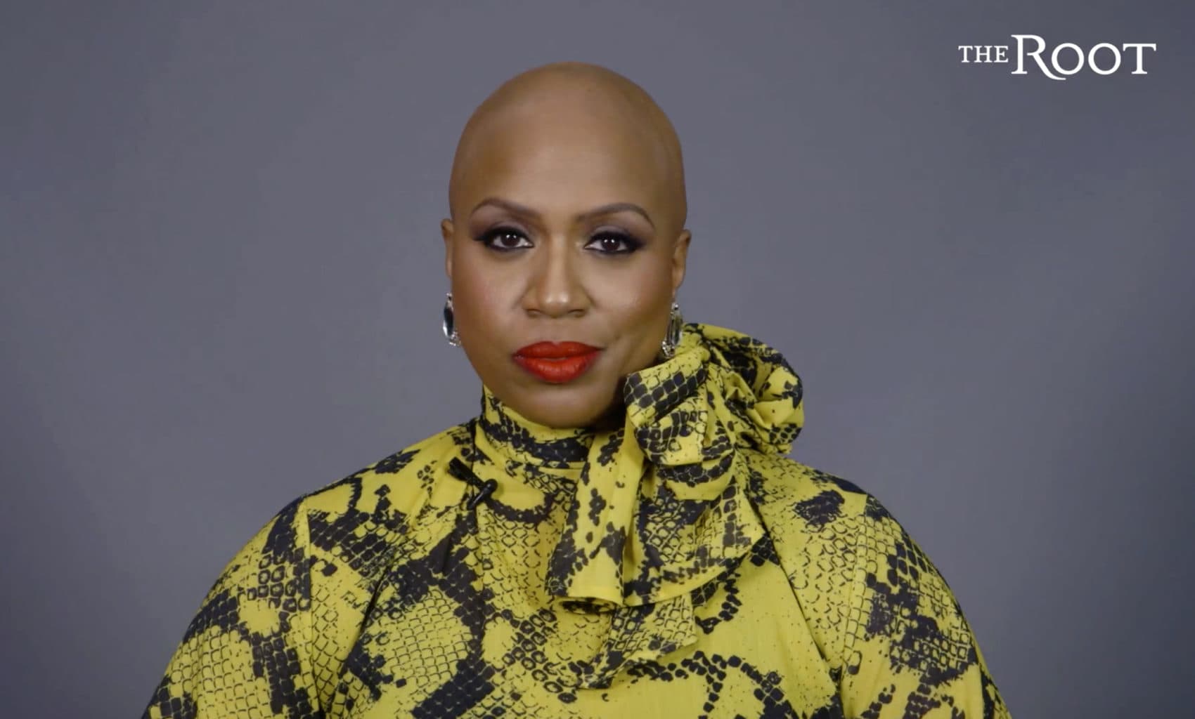 This image from video released courtesy of The Root and G/O Media shows Rep. Ayanna Pressley in a video posted Thursday, Jan. 16, 2020, announcing that she has gone bald due to alopecia.(Courtesy of The Root and G/O Media via AP)
