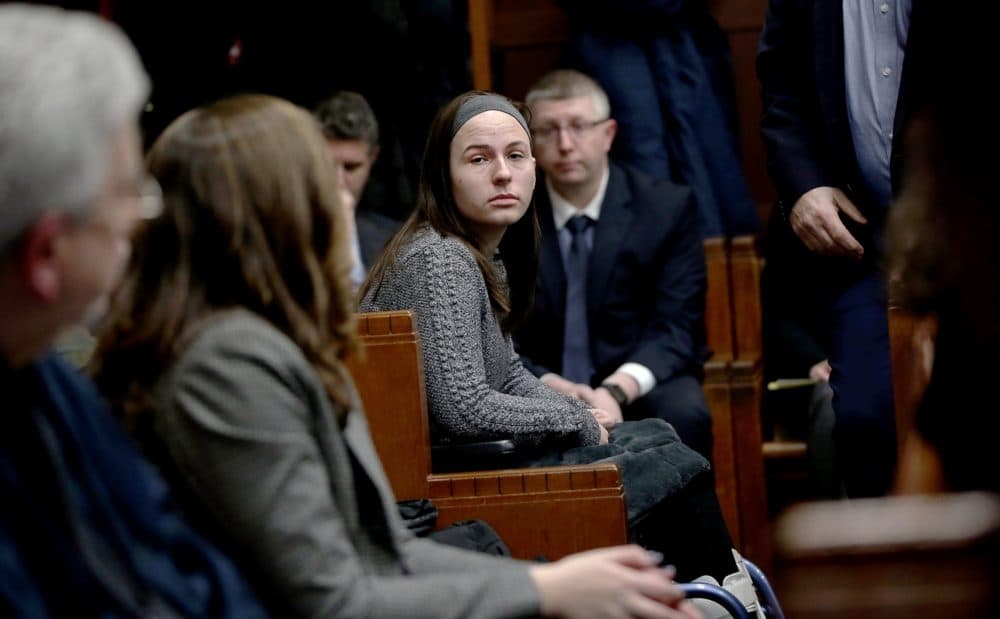 Justina Pelletier sits in the courtroom at Suffolk Superior Court Tuesday, Jan. 21, 2020, in Boston, for opening statements in her malpractice lawsuit against Boston Children's Hospital. (Jonathan Wiggs/The Boston Globe via AP)
