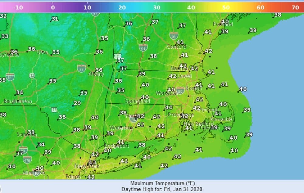 High temperatures for Friday, Jan. 31. (Courtesy of National Weather Service)