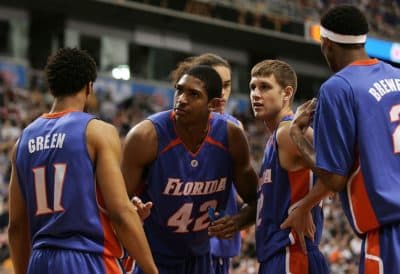 Al Horford (#42) in a Florida huddle during the 2006 NCAA Basketball Tournament. (Elsa/Getty Images)