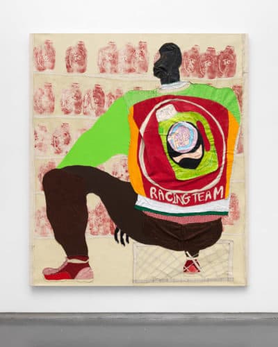 Tschabalala Self, &quot;Racer,&quot; 2018. (Courtesy of the artist and the ICA) 