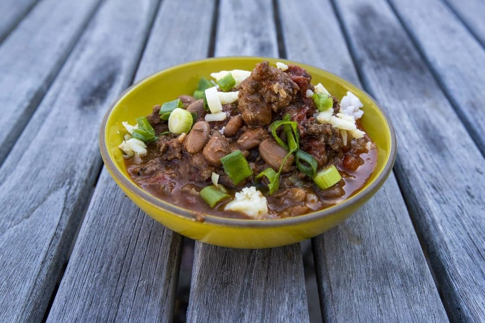 Beer, beef and pinto bean chile (Jesse Costa/WBUR)