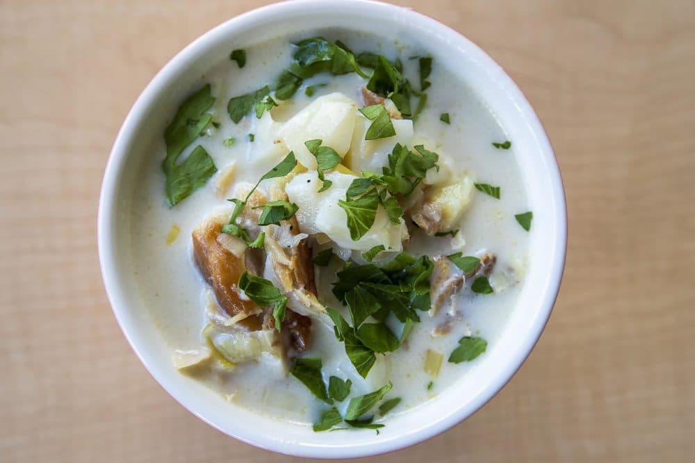 Smoked haddock and leek chowder. (Jesse Costa/WBUR)