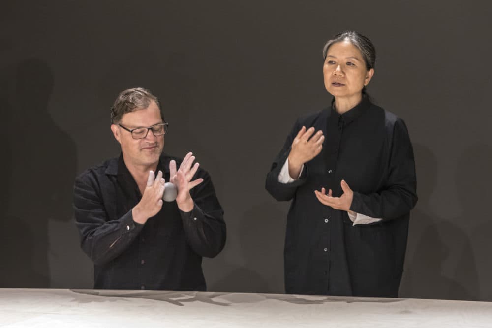 PEM Curator of the Present Tense Trevor Smith and artist Kimsooja (Courtesy Peabody Essex Museum)