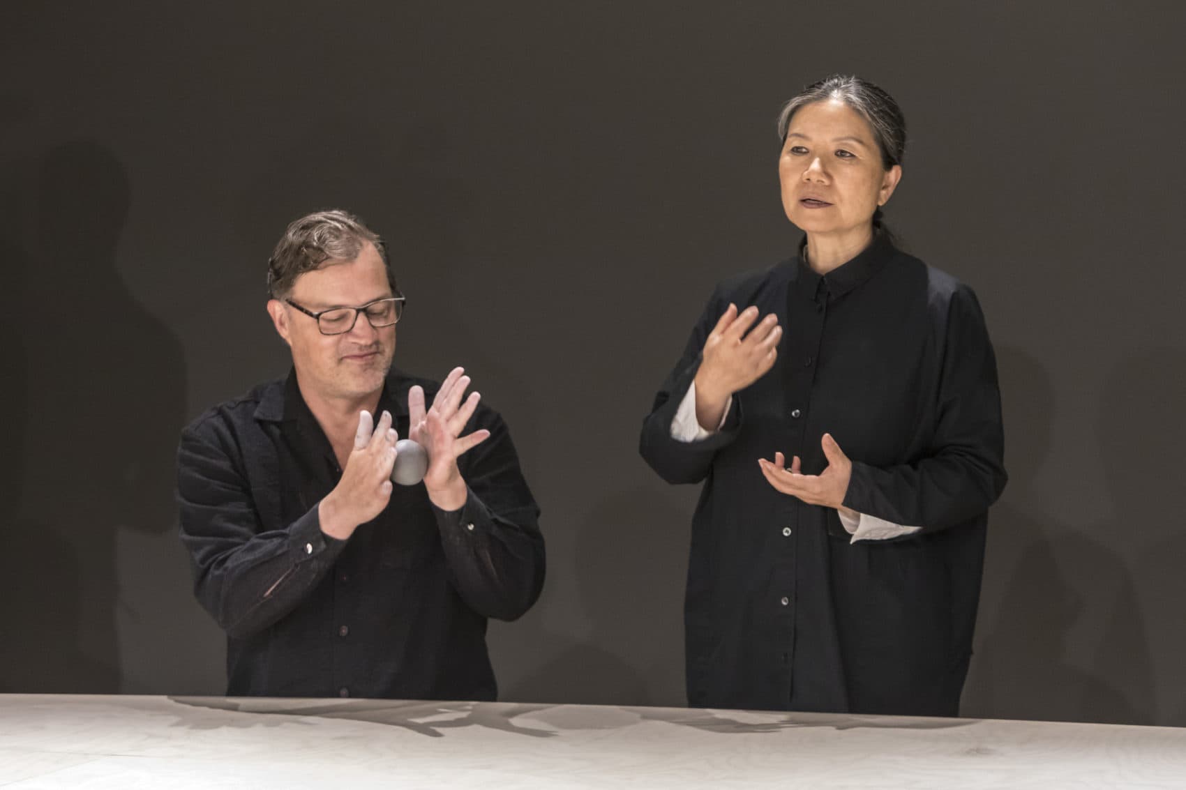 PEM Curator of the Present Tense Trevor Smith and artist Kimsooja (Courtesy Peabody Essex Museum)