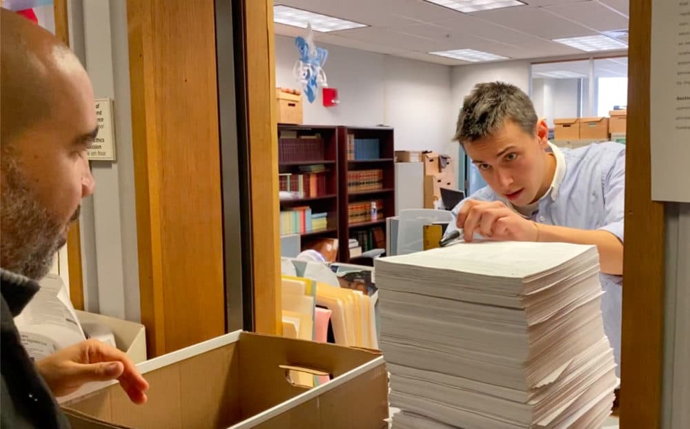 Backers of a ballot initiative aiming to bring ranked-choice voting to Massachusetts deliver signatures to the state Secretary of State's office. (Courtesy)