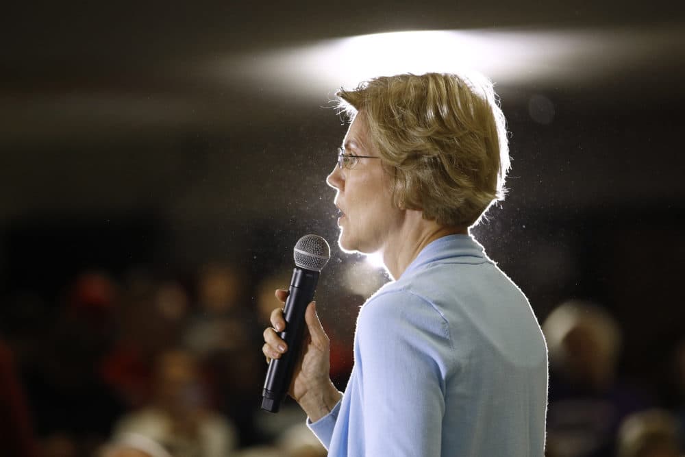 Democratic presidential candidate Sen. Elizabeth Warren, D-Mass., speaks during a campaign event on Monday in Grimes, Iowa. (Patrick Semansky/AP)